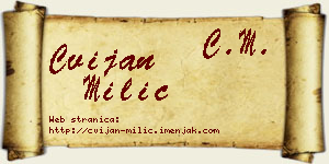Cvijan Milić vizit kartica